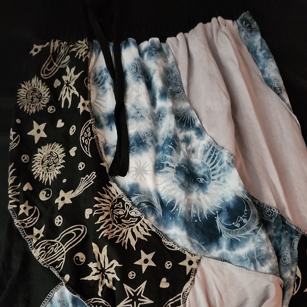 Celestial Asymmetrical Skirt in Black and Blue